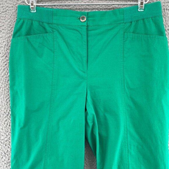 Chicos Pants 0.5 US 6 Green Fitigues Capris Stretch Straight Leg Pockets Casual - Picture 2 of 13